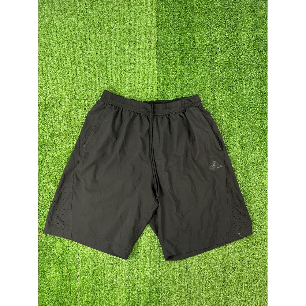 Adidas Mens Black Athletic Shorts Laser Cut Perforated Pockets Size L